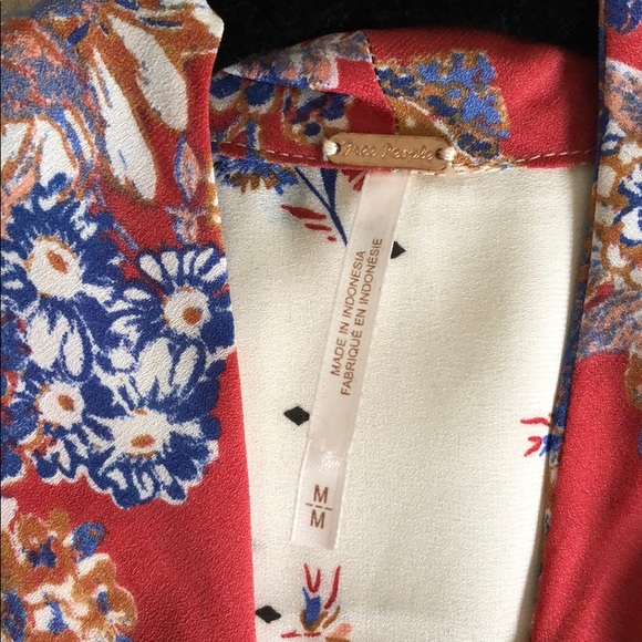 NWOT Free People Ivory Georgia Peach Tie Blouse - Picture 3 of 5